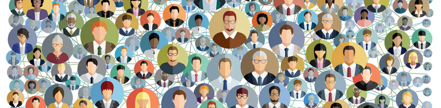 Vector illustration of an abstract scheme, which contains people icons