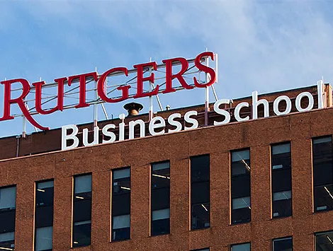 The sign for Rutgers Business School